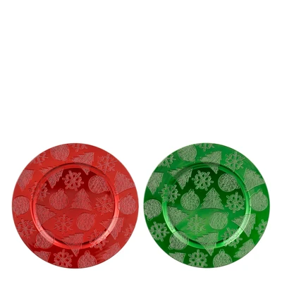 Decoration Plate Recycled Plastic Red Green 2 Asst.  H2Xd33Cm