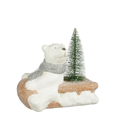 Decoration Polar Bear White  L14Xw9Xh14Cm