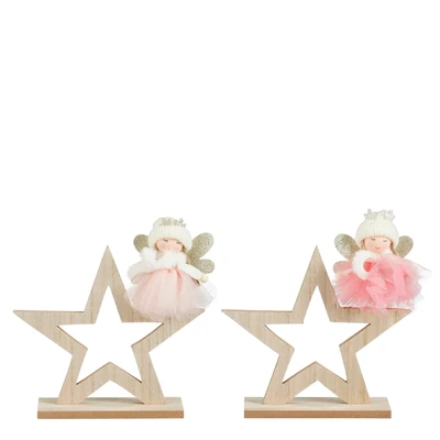 Decoration Star Angel D. Pink L. Pink 2 Asst. Fsc 100% - L21Xw6Xh22Cm