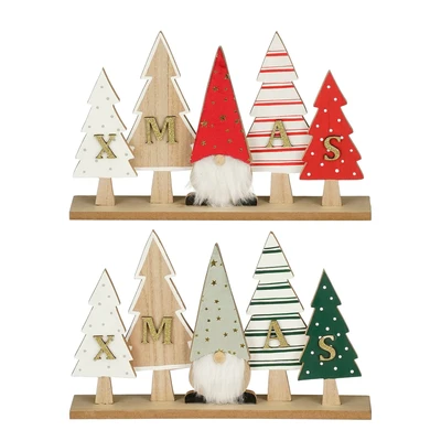 Decoration Tree Xmas Green Red 2 Asst. Fsc   L30Xw5Xh19Cm