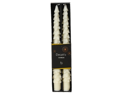 Dinner Candle Wax Glitters Wool White H.25cm