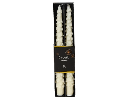 Dinner Candle Wax Glitters Wool White H25