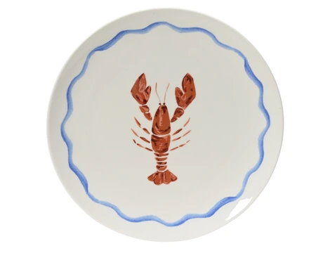 Dinner Plate Porcelain Round Decal Lobster Pattern Red D.26.9Cm - image 1