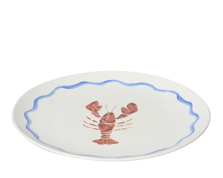 Dinner Plate Porcelain Round Decal Lobster Pattern Red D.26.9Cm - image 2