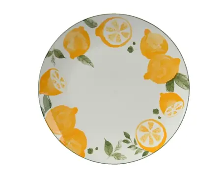 Dinner Plate Porcelain Round Pad Printing Orange dia26.50cm white