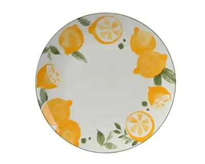 Dinner Plate Porcelain Round Pad Printing Orange dia26.50cm white