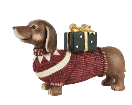 Dog Polymagnesium red/colour H28cm