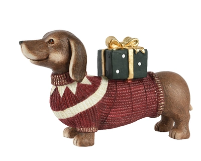 Dog Polymagnesium red/colour H28cm