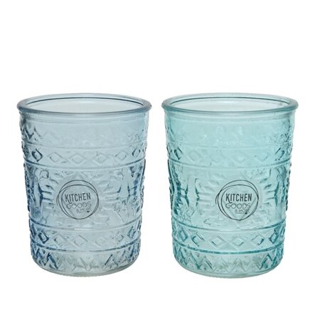Drinkglass Glass Relief  H10.30cm Asst