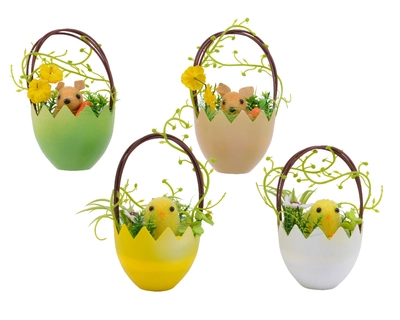 Easter Plastic Basket W Chick