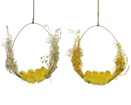 Egg Metal W Natural Flower W Chenille
