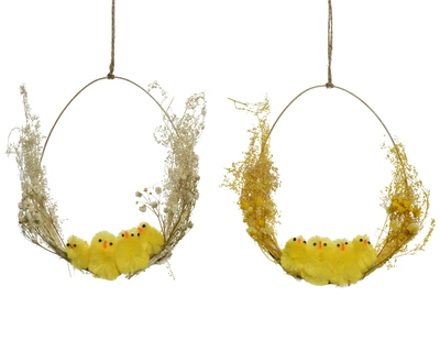 Egg Metal W Natural Flower W Chenille