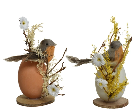 Egg Plastic W Natural Flower W Bird