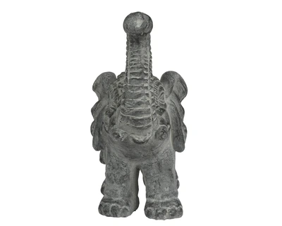 Elephant Polymagnesium Elephant Paint Spraying With Leaf Outdoor Black H.38Cm