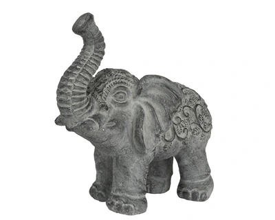 Elephant Polymagnesium Elephant Paint Spraying With Leaf Outdoor Black H.38Cm - image 2