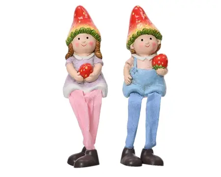 Figures Terracotta Boy-Girl With Dangling Legs H18.00cm asst.