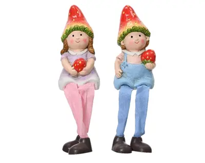 Figures Terracotta Boy-Girl With Dangling Legs H18.00cm asst.
