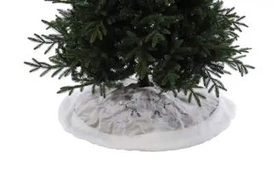 FL 106Cm Grey Tree Skirt With Reindeer