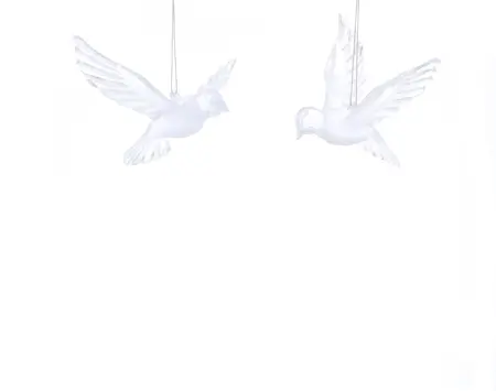 FL 10Cm 2 Asstd Clear Doves With Silver Detail