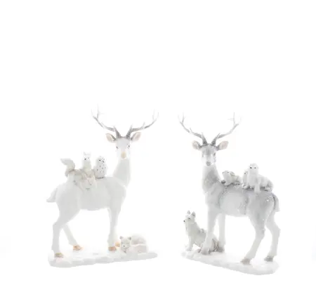 FL 25Cm 2 Asstd White Reindeers With Animals