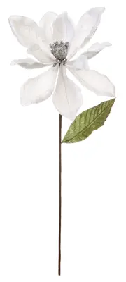 FL 50Cm White Velvet Magnolia Stem