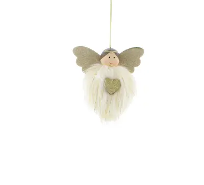 FL 8Cm White Faux Fur Body Angel With Heart