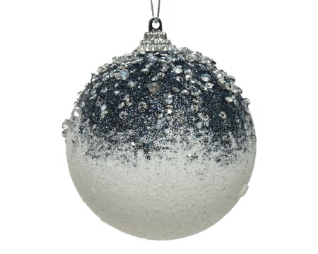 FL Bauble Foam Glitter Acrylic Beads White/Blue