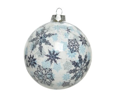 FL Bauble Foam Shiny W Silver Glitter White/Blue