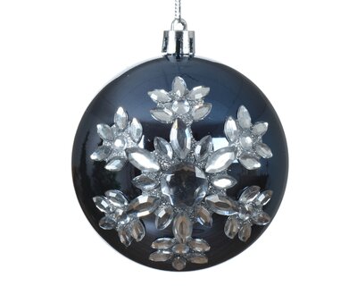 FL Bauble Shatterproof Antique Flower-Diamond Night Blue