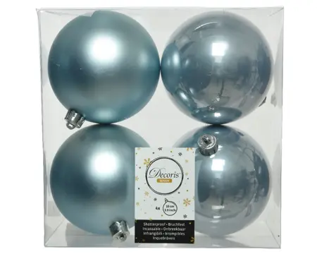 FL Bauble Shatterproof Matt-Shiny Mix Misty Blue
