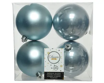 FL Bauble Shatterproof Matt-Shiny Mix Misty Blue