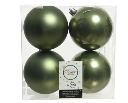 FL Bauble Shatterproof Matt-Shiny Mix Moss Green