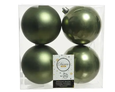 FL Bauble Shatterproof Matt-Shiny Mix Moss Green