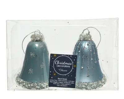 FL Bell Glass Silver Inside W Matt And Shiny Color Beads 2Ass Misty Blue