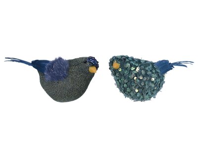 FL Bird Foam With Spangle With Bead On Clip 2Ass Dark Blue