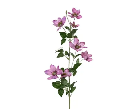 Flower Clematis On Stem Polyester W Leaf  H97.00cm pink