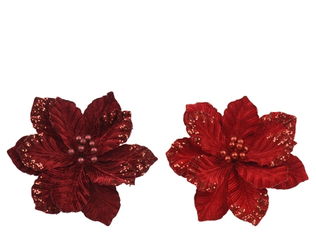 Flower Red/Burgundy Velvet Asst. D.35cm x H.15cm
