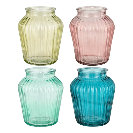 Francis Vase Glass Pink Yellow L. Green Blue Pdq - H25Xd20Cm