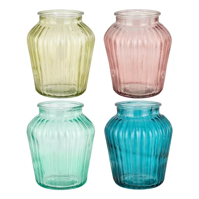 Francis Vase Glass Pink Yellow L. Green Blue Pdq - H25Xd20Cm