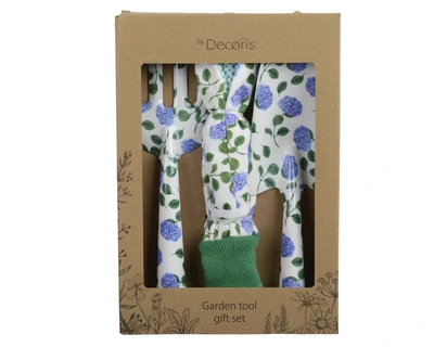 Garden Tool Set Steel With Hydrangea Print Mix White H.28Cm