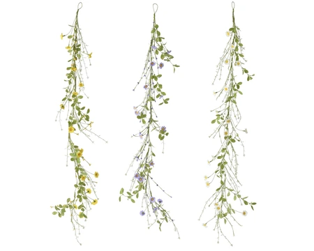 Garland Daisy Polyester Mini Flower Blossom 3Col Asst. L.120Cm