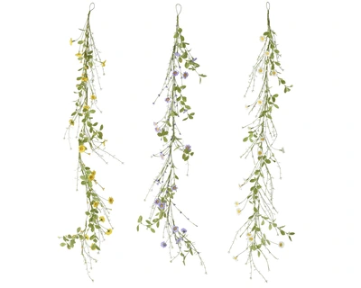 Garland Daisy Polyester Mini Flower Blossom 3Col  Asst. L.120Cm