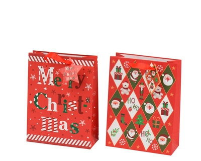 Giftbag Paper Print Red H.32cm