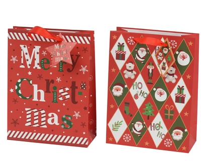 Giftbag Paper Print Red H.42cm