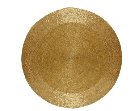 Glass Bead Placemat Round Gold Dia35Cm