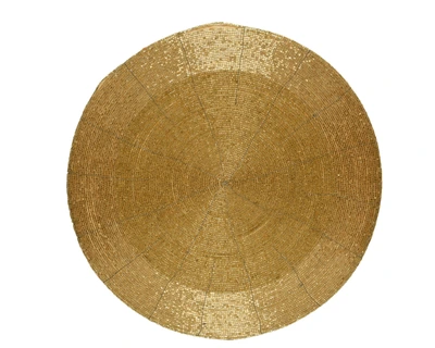 Glass Bead Placemat Round Gold Dia35Cm