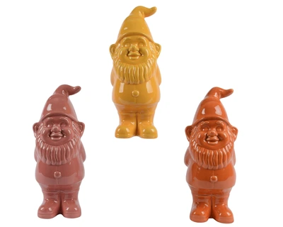 Gnome Ceramic Shiny Flower 3Col  Asst. H.25Cm