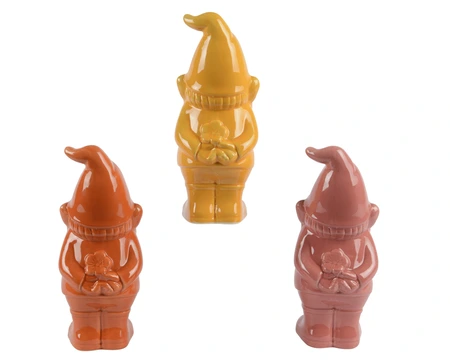 Gnome Ceramic Shiny Flower 3Col  Asst. H.25Cm - image 3