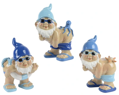 Gnome Polyresin Gnome Matt Crab -Octopus -Starfish 3 Blue H.18Cm