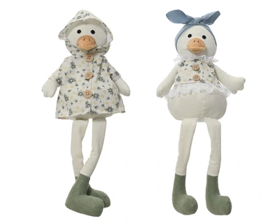 Goose Polyester Sitting W Dangling Leg 2 White  L.9Cm H.38Cm